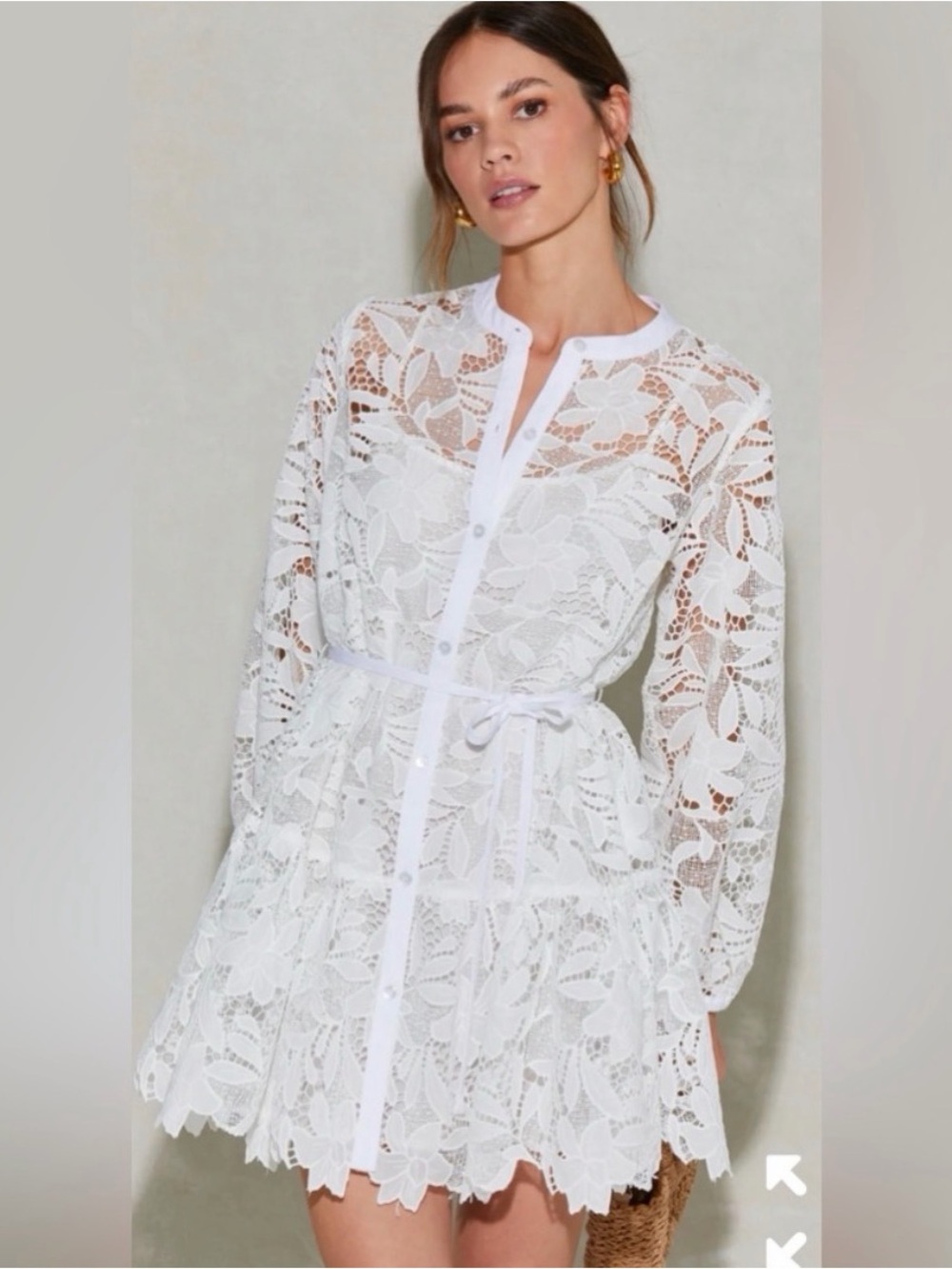 Astr White Celie Crochet Lace Mini Dress